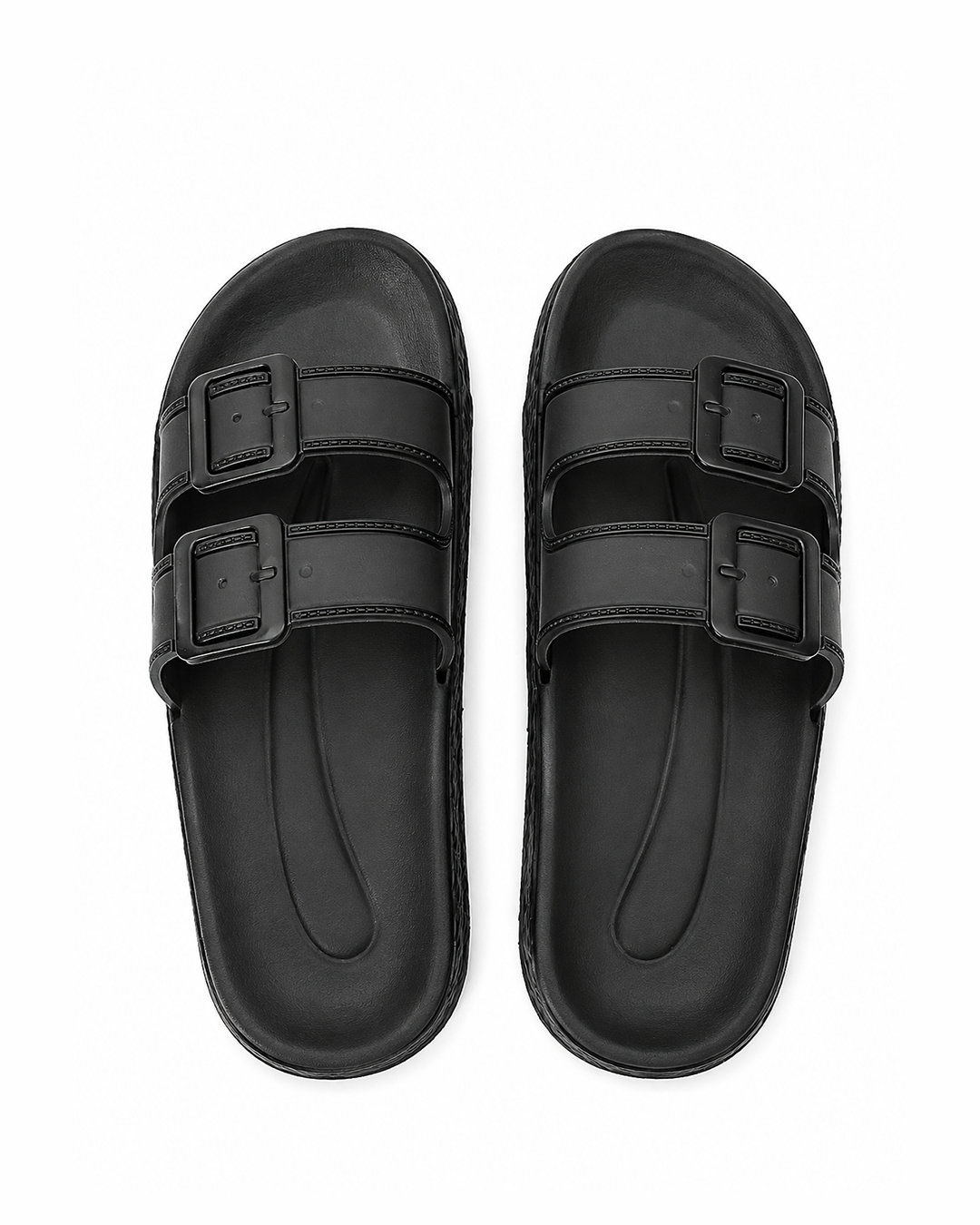 Platform Buckle Slides - Black