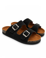 Unisex Double Buckle Slides - Black