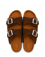Unisex Double Buckle Slides - Brown