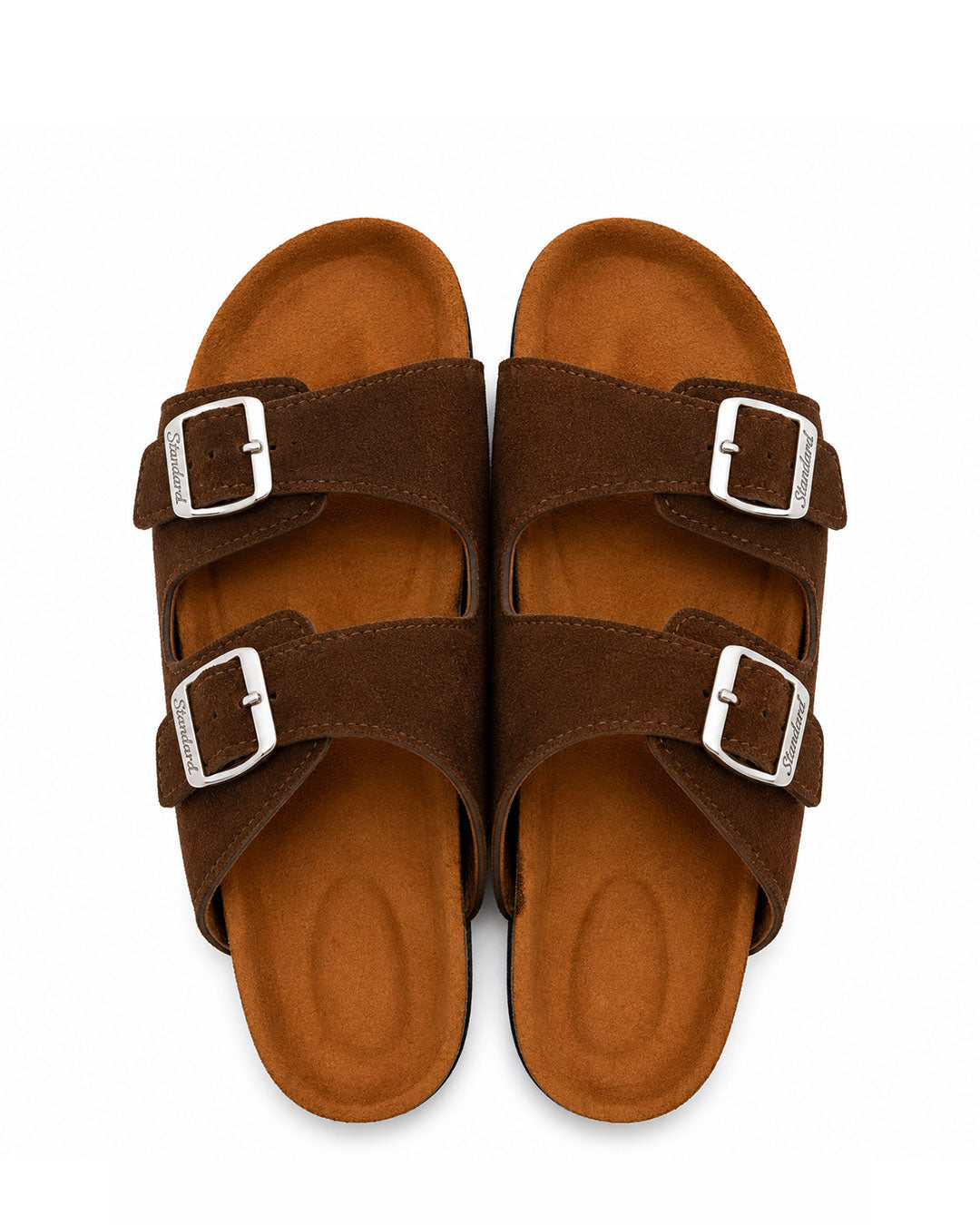 Unisex Double Buckle Slides - Brown