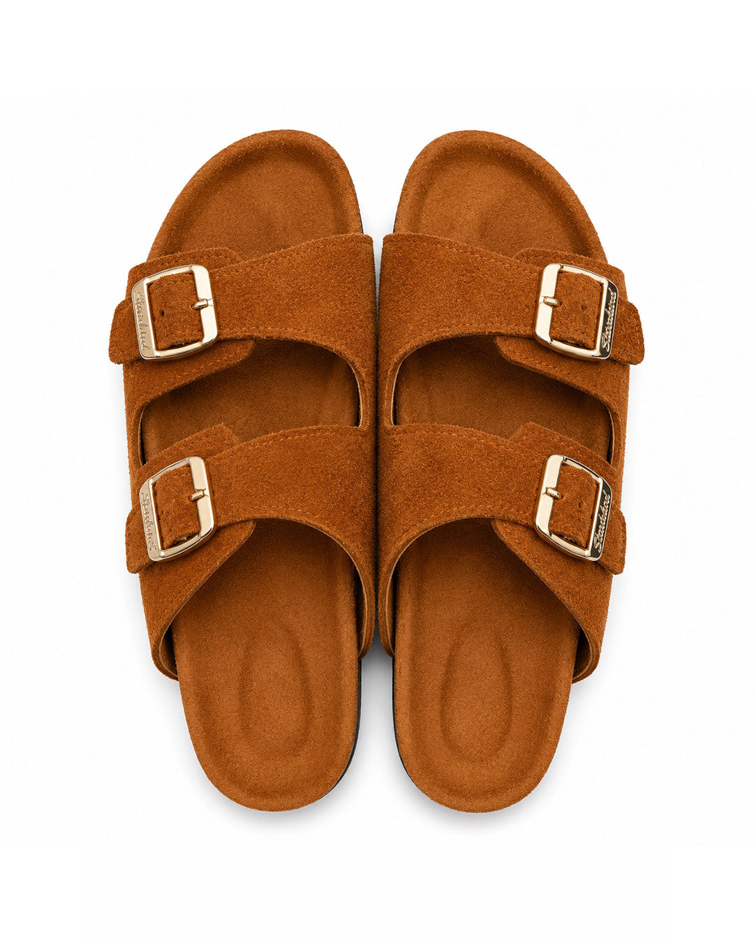 Unisex Double Buckle Slides - Camel