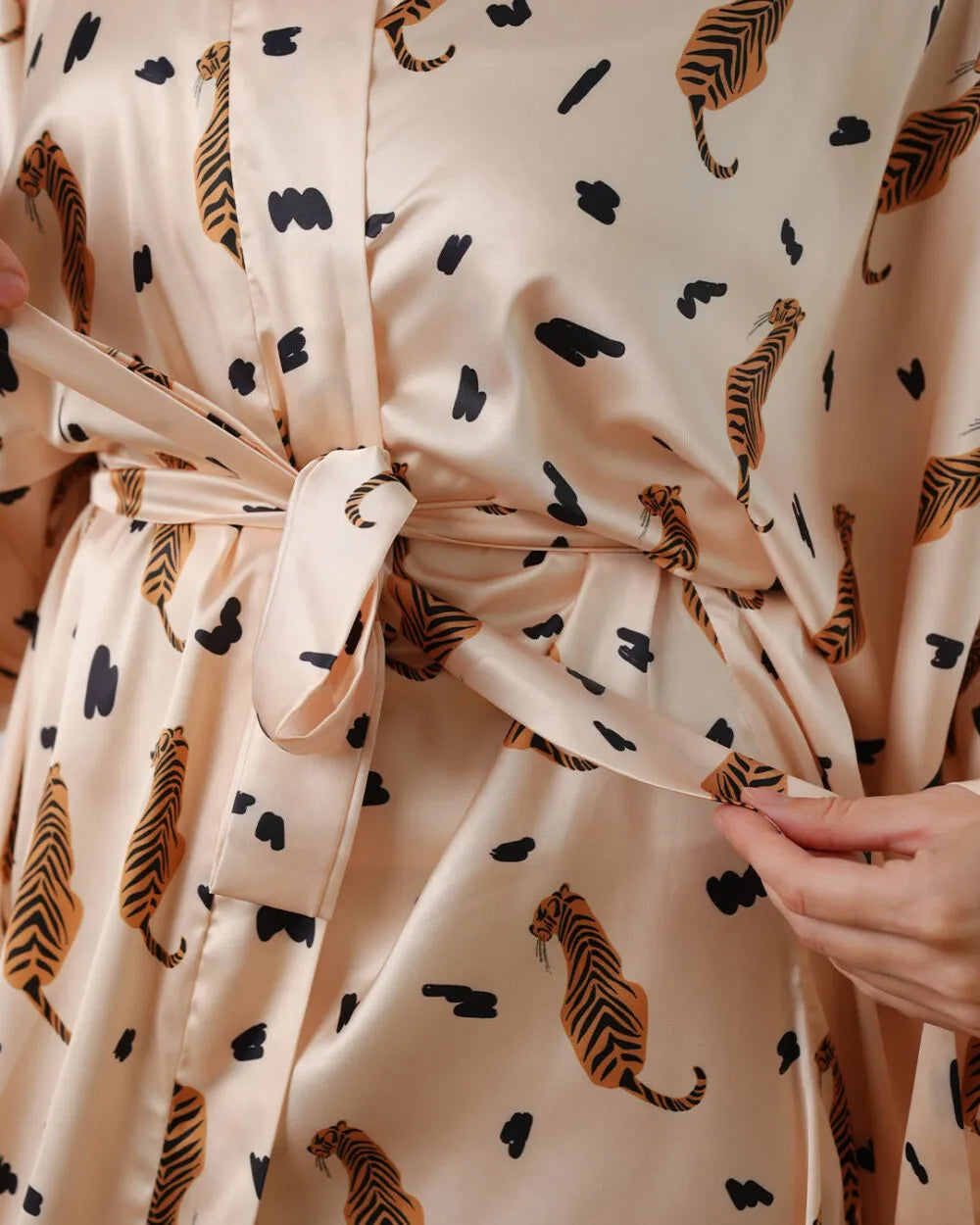 Wild Mornings – Silk Satin Robe - Rootieland