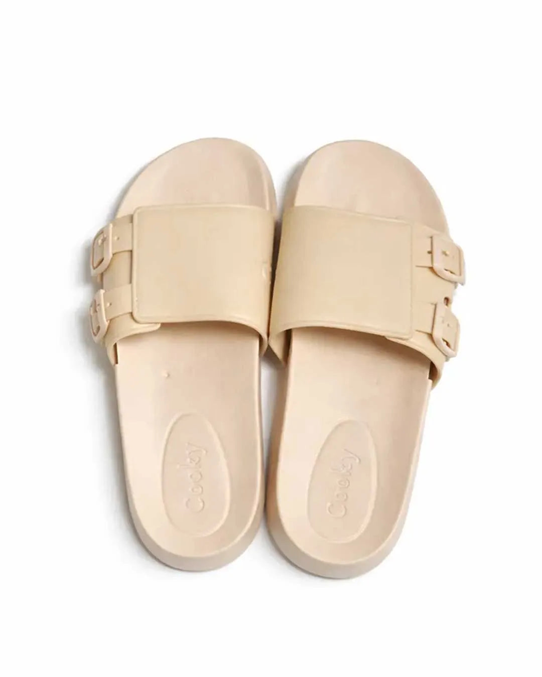 Minimal Buckle Slides - Creamy White