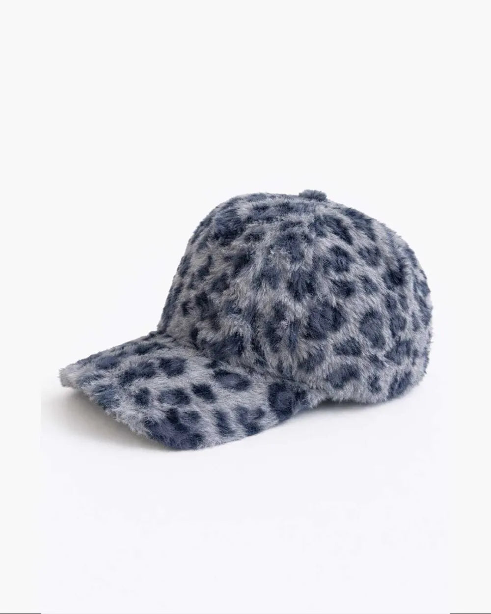 Leopard Print Fur Cap - Greyish Blue - Rootieland