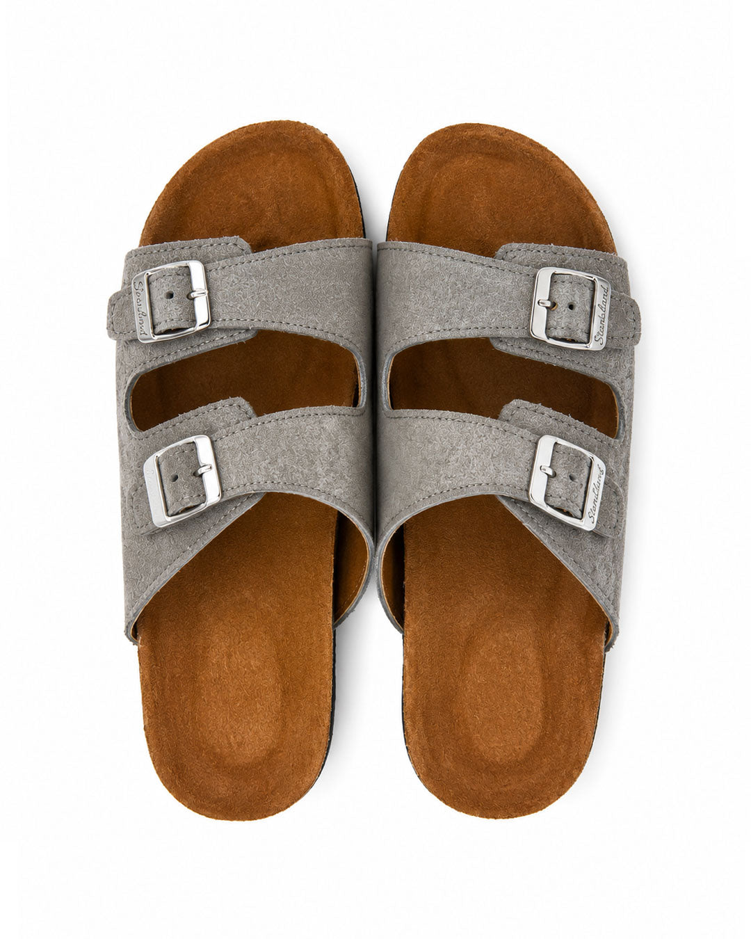 Unisex Double Buckle Slides - Grey