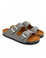 Unisex Double Buckle Slides - Grey
