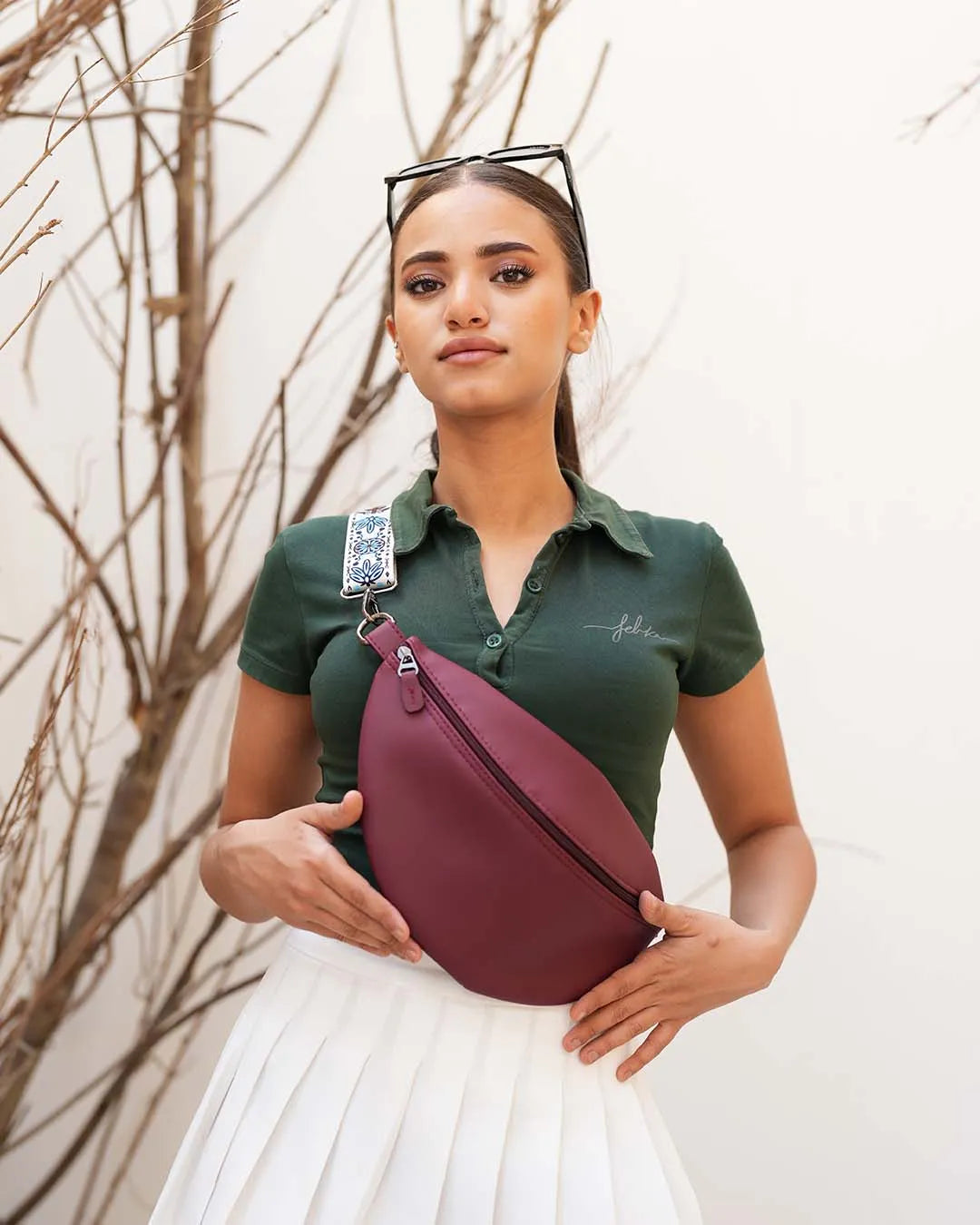 Leather Fanny Pack - Burgundy