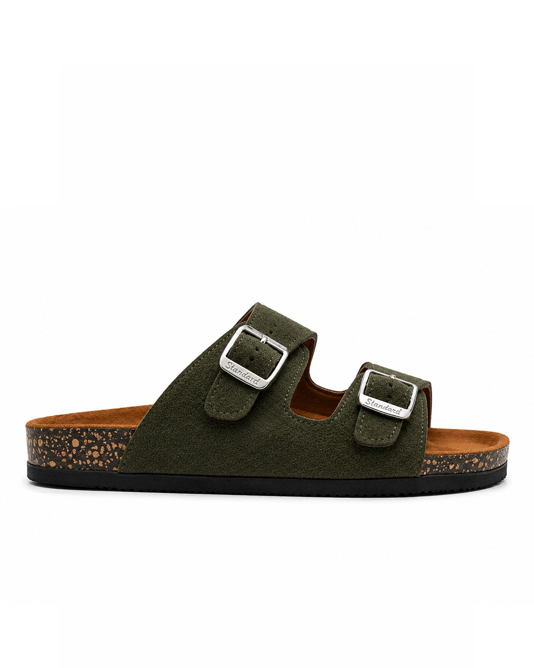 Unisex Double Buckle Slides - Olive