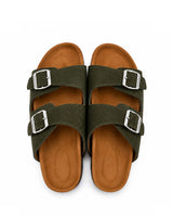 Unisex Double Buckle Slides - Olive