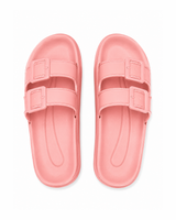 Platform Buckle Slides - Peach