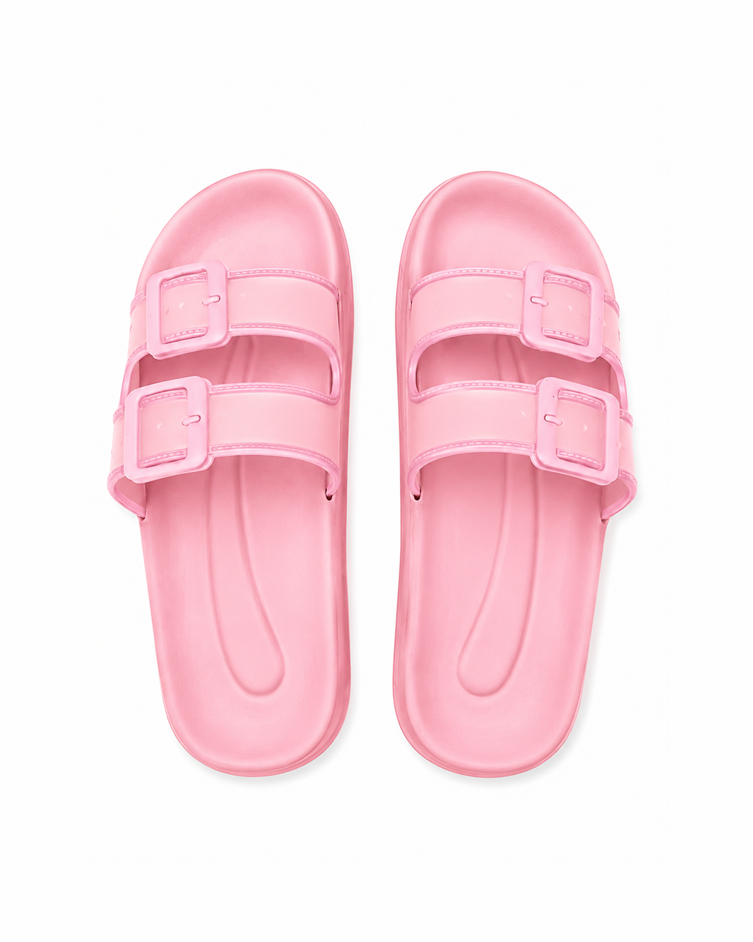 Platform Buckle Slides - Pink