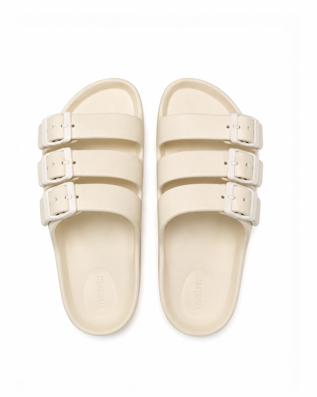 Triple Strap Slides - White