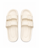 Platform Buckle Slides - White