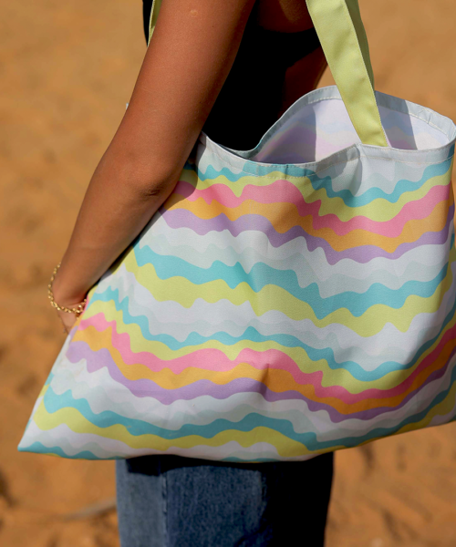 Rainbow Waves Waterproof Tote