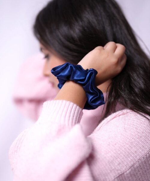 Silk Scrunchie – Navy Blue